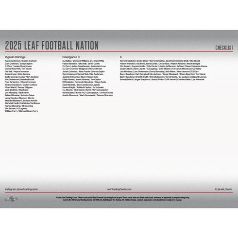 2025 LEAF FOOTBALL NATION HOBBY
