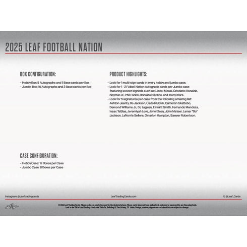 2025 LEAF FOOTBALL NATION JUMBO