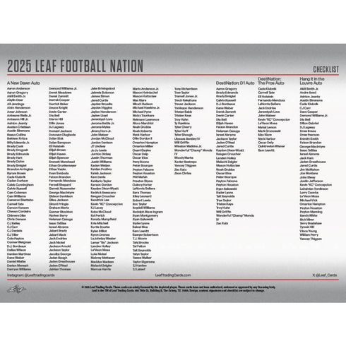 2025 LEAF FOOTBALL NATION HOBBY