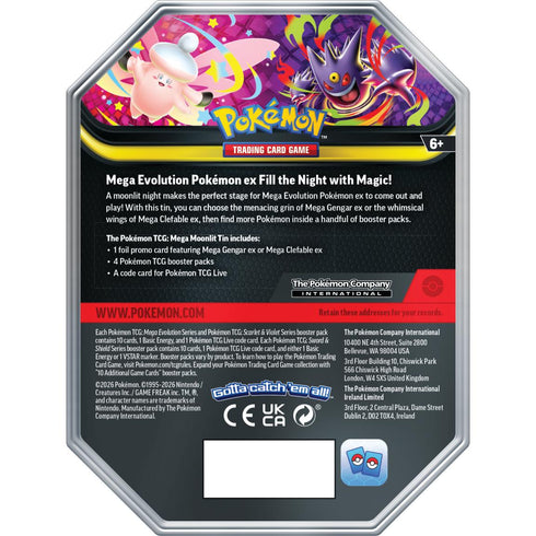 POKEMON MEGA MOONLIT TINS-Limit 1 cs