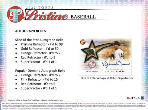 22 TOPPS PRISTINE BASEBALL