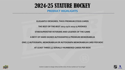 24 UPPER DECK STATURE HOCKEY