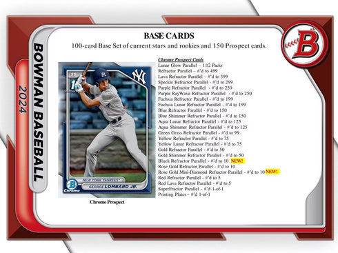 24 TOPPS BOWMAN JUMBO BASEBALL