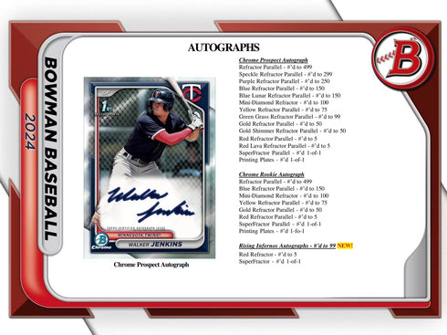 24 TOPPS BOWMAN JUMBO BASEBALL