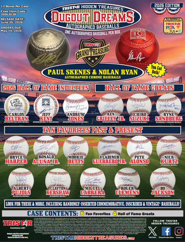 2026 TRI-STAR HIDDEN TREASURES DUGOUT DREAMS AUTOGRAPHED BASEBALLS
