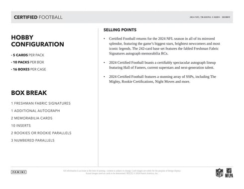 24 PANINI CERTIFIED FOOTBALL