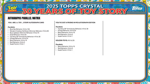 25 TOPPS TOY STORY 30 YEARS OF STORY (Sealed Cases Available)