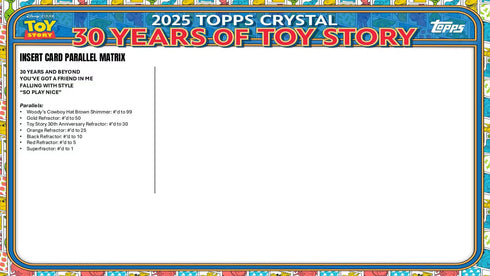 25 TOPPS TOY STORY 30 YEARS OF STORY (Sealed Cases Available)