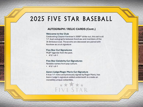 25 TOPPS FIVE STAR BASEBALL (Sealed Cases Only)