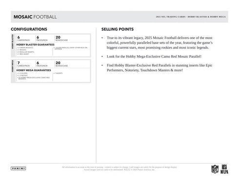 25 PANINI MOSAIC FOOTBALL HOBBY BLASTER