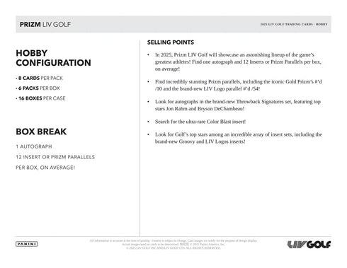 25 PANINI PRIZM LIV GOLF