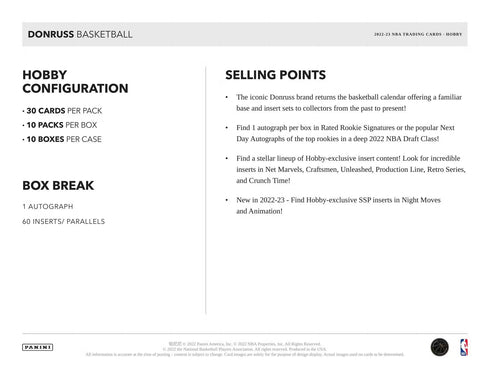 22 PANINI DONRUSS HOBBY BASKETBALL