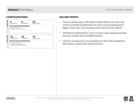 24 PANINI MOSAIC FOOTBALL CELLOS