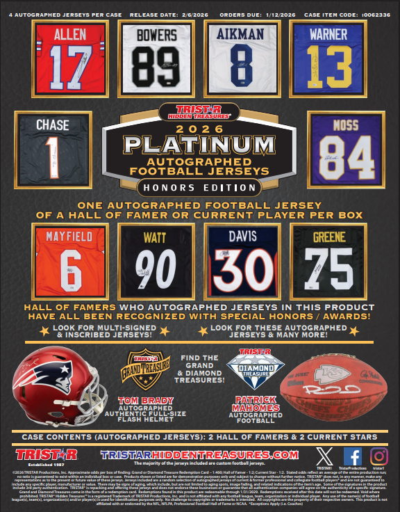2026 TRI-STAR HIDDEN TREASURES PLATNUM FOOTBALL JERSEY