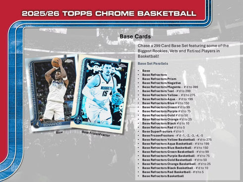 25 TOPPS CHROME BASKETBALL MEGA